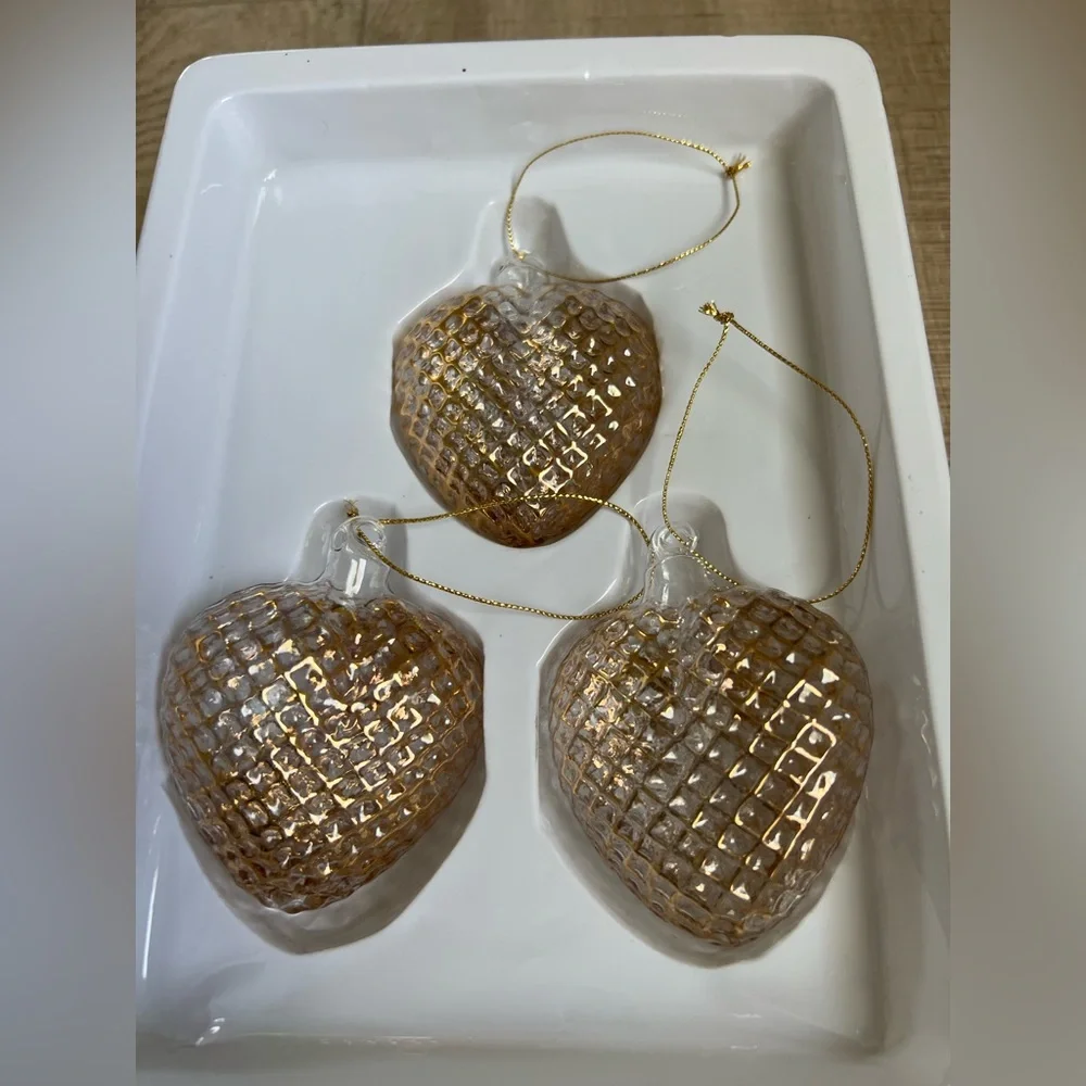 Vintage Dayton Hudson Glass Heart Christmas Tree Ornaments